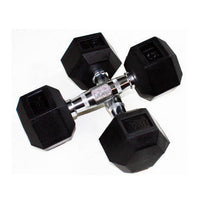 Troy (5-100 lb) Rubber Hex Dumbbells & Rack - Buy & Sell Fitness

