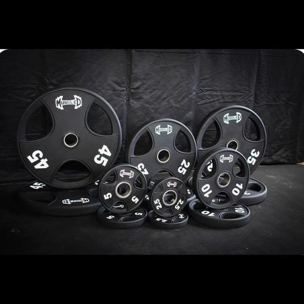 Pro Urethane Coated Olympic Plates - 160 LB SET - Muscle D Fitness - Olympic Weight Pair - Buy & Sell Fitness