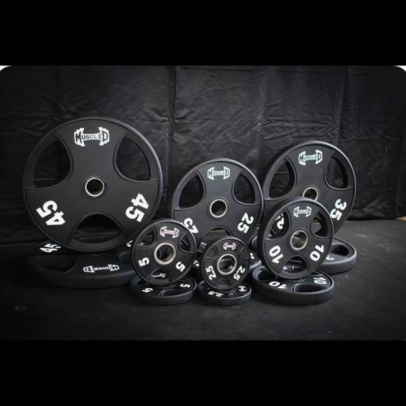 Pro Urethane Coated Olympic Plates - 160 LB SET - Muscle D Fitness - Olympic Weight Pair - Buy & Sell Fitness