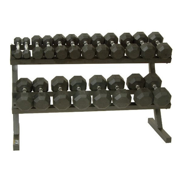 Troy VTX (5-50 lb) Rubber Dumbbells w/ Rack - Buy & Sell Fitness